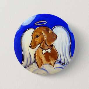 " Precious Dachshund Angel Pet Art Pins" 2 Inch Round Button