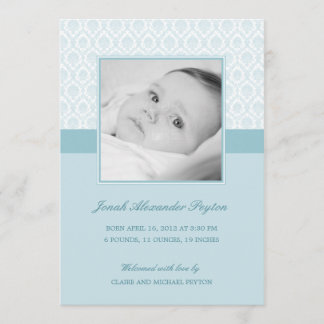 Precious Damask Baby Boy Birth Announcement