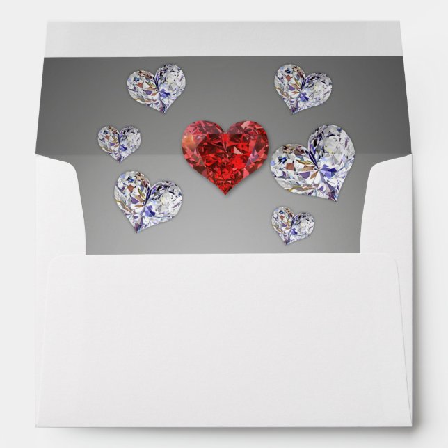 Precious Elegant Diamond Hearts Envelope (Back (Bottom))