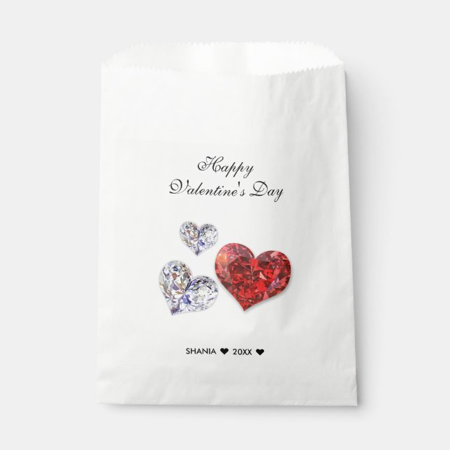 Precious Elegant Diamond Hearts Favour Bag (Front)