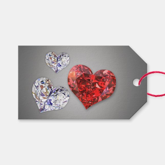 Precious Elegant Diamond Hearts Gift Tags (Front (Horizontal))