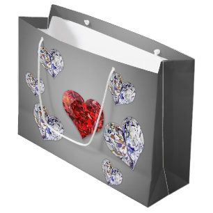 Precious Elegant Diamond Hearts Large Gift Bag