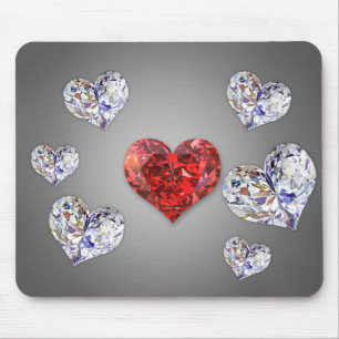Precious Elegant Diamond Hearts Mouse Pad