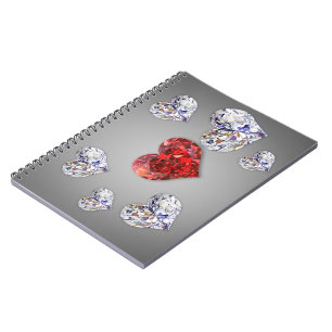 Precious Elegant Diamond Hearts Notebook
