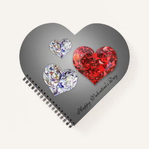 Precious Elegant Diamond Hearts Notebook