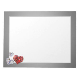 Precious Elegant Diamond Hearts Notepad