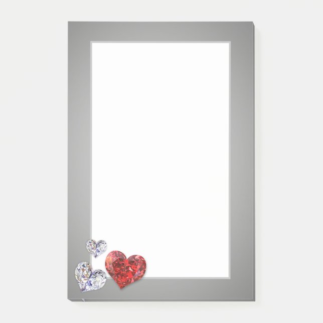 Precious Elegant Diamond Hearts Post-it Notes (Front)