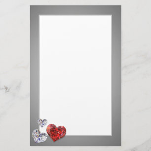 Precious Elegant Diamond Hearts Stationery