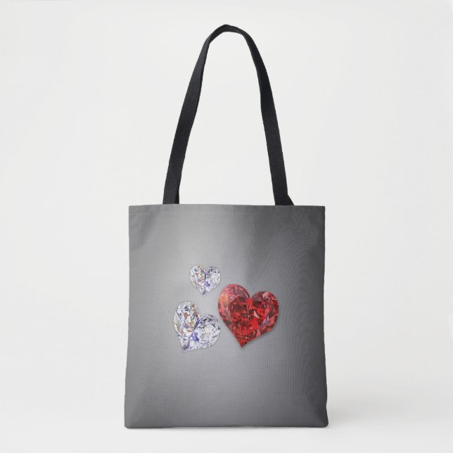 Precious Elegant Diamond Hearts Tote Bag (Front)