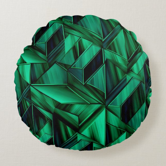 Precious emerald gemstone inspired round pillow (Front)