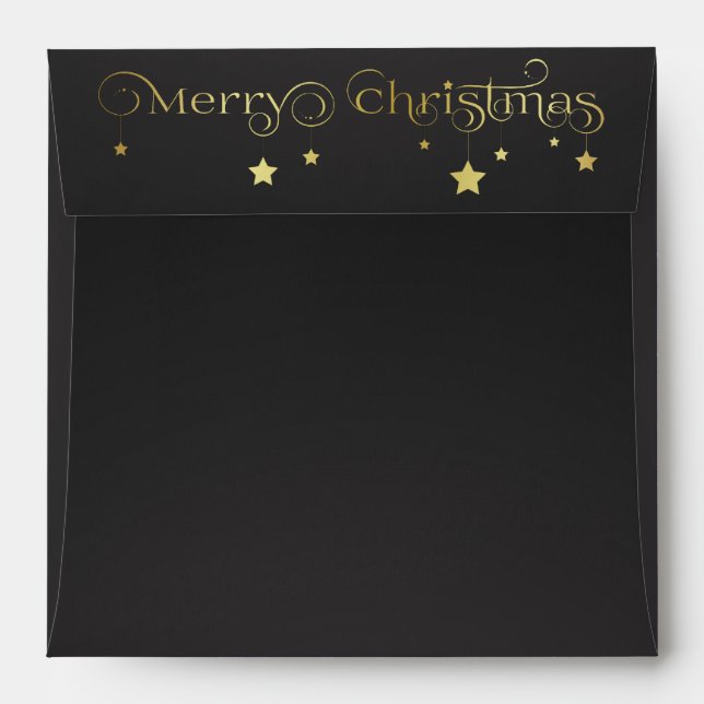 Precious Gold Merry Christmas Stars Envelopes (Back (Top Flap))