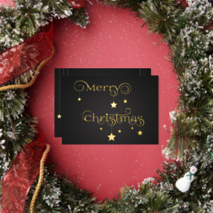 Precious Gold Merry Christmas Stars Foil Holiday Card