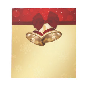 Precious Golden Christmas Bells Notepad