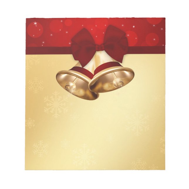 Precious Golden Christmas Bells Notepad (Front)