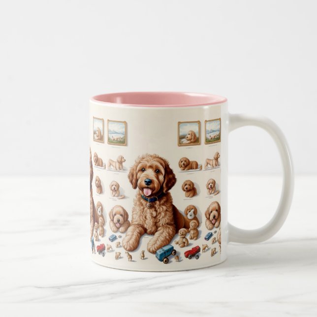 Precious Goldendoodle Artwork Two-Tone Coffee Mug (Right)