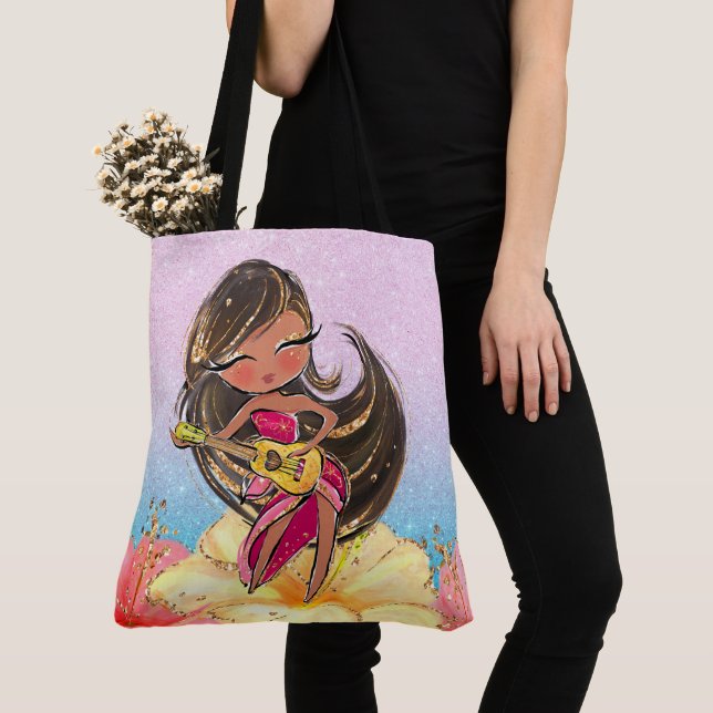 Precious Guitar Girl Tote See Back (Close Up)