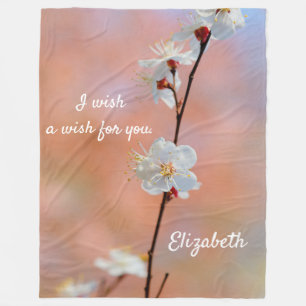 Precious Japanese Apricot Flowers Fleece Blanket
