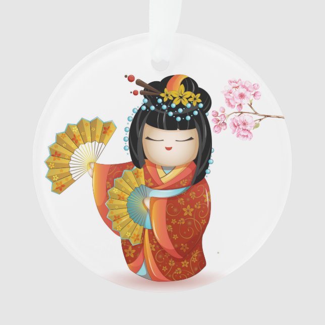 Precious Japanese Kokeshi Doll Ornament (Front)