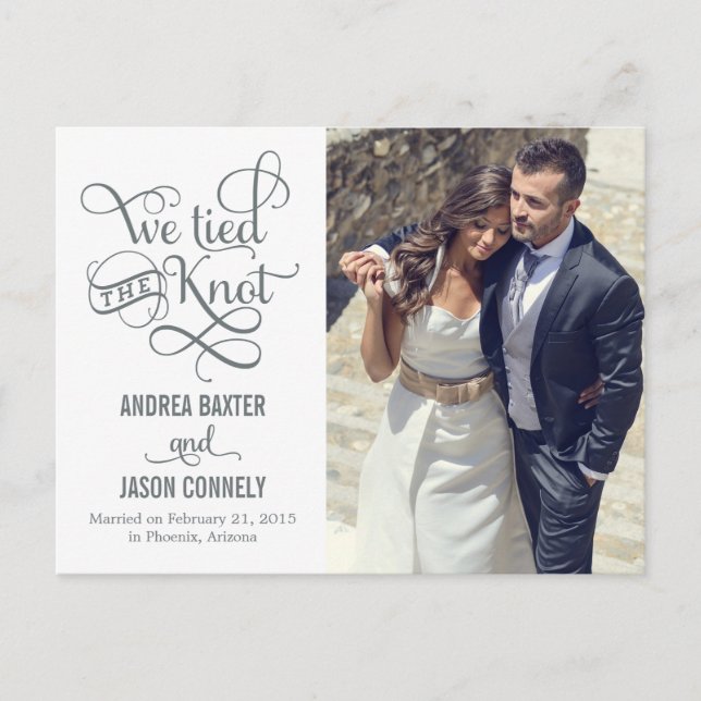 Precious Knot Wedding Announcement - White Postcard (Front)