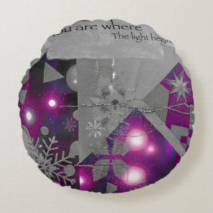 Precious Light – Violet Gem Round Pouf Pillow