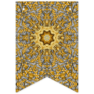 Precious Metal Gold Silver Vintage Kaleidoscope Bunting Flags