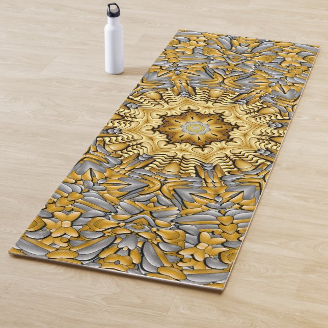 Precious Metal Gold  Silver Vintage Kaleidoscope Yoga Mat (In Situ)