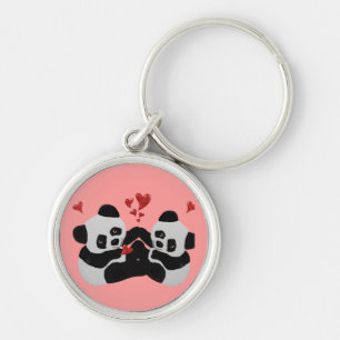 Precious Panda Hearts Keychain