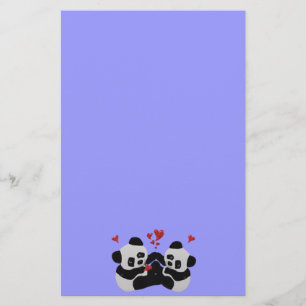 Precious Panda Hearts Stationery