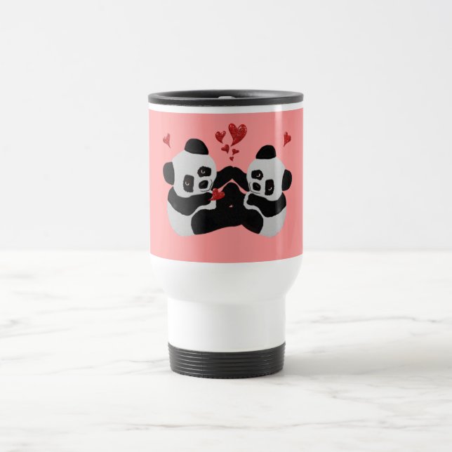 Precious Panda Hearts Travel Mug (Center)