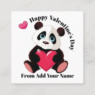 Precious Panda Valentine - See Back! Square Business Card