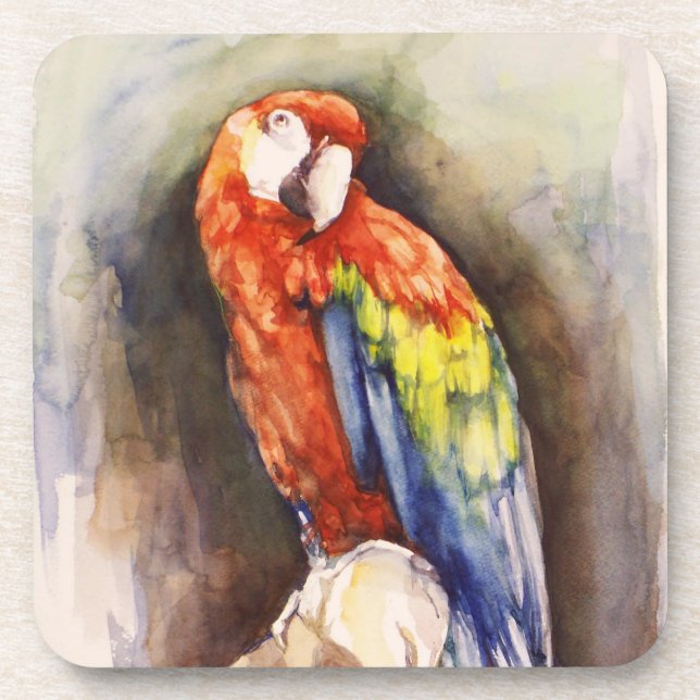 Precious Parrot Cork Coaster (Front)