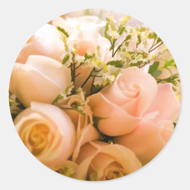PRECIOUS PEACH WEDDING ROSES ENVELOPE SEAL STICKER (Front)