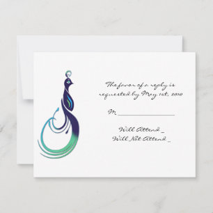 Precious Peacock in Purple, Teal, and Green RSVP Card
