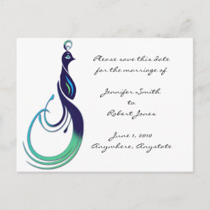 Precious Peacock Save the Date Announcement Postcard