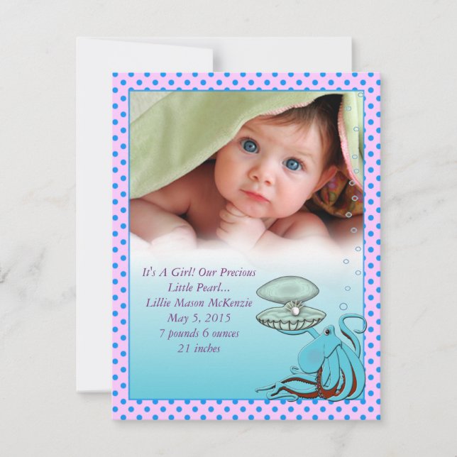 Precious Pearl Baby Girl Announcement (Front)