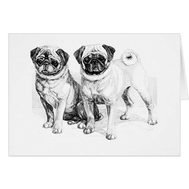 Precious Pugs Illustration Cards (blank) (Front Horizontal)