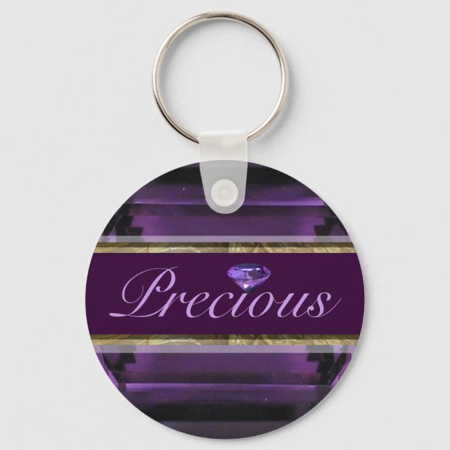 Precious  Purple, Violet Gem Design Keychain (Front)