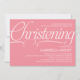 Precious Script Christening Invitation - Pink