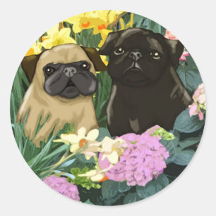 Precious Spring Pugs Stickers