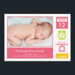 Precious Statistics Birth Announcement - Pink<br><div class="desc">Sweet and full of charm,  this modern photo birth announcement is the perfect way to introduce the newest member of your family. Custom colour available upon request.</div>