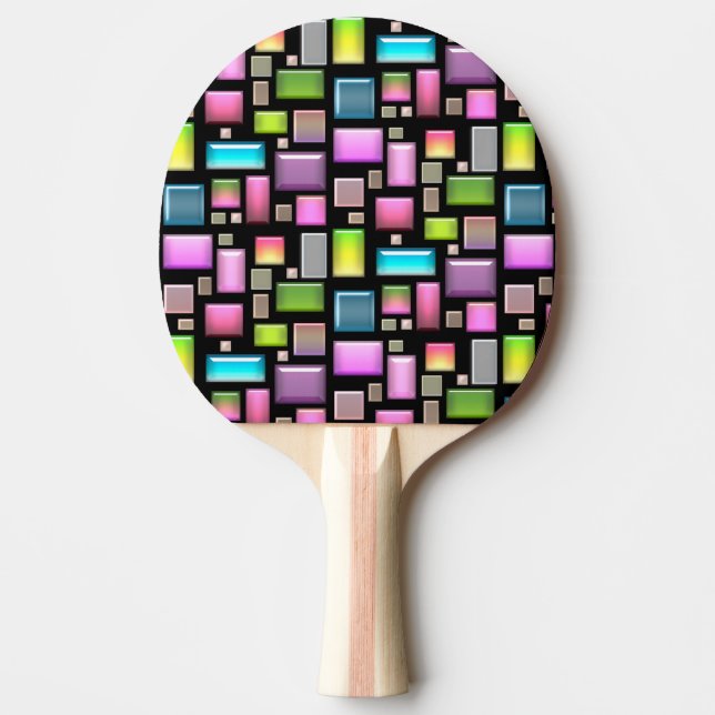 Precious stones and mother of pearl  ping pong paddle (Front)