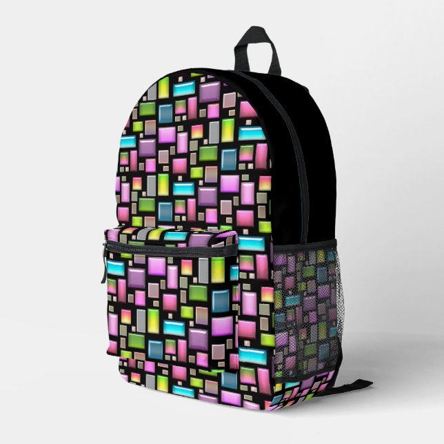Precious stones and mother of pearl  printed backpack (Back Corner Right)