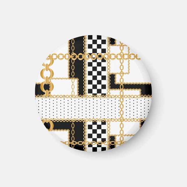 Precious stones, gold chains, seamless pattern. magnet (Front)