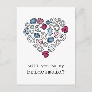 precious stones heart my bridesmaid vertical invitation postcard