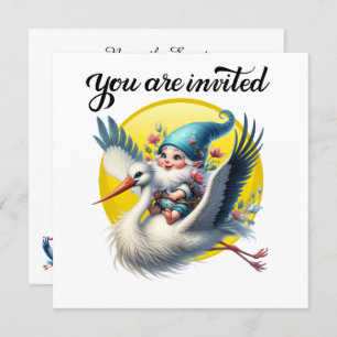 Precious Stork and Gnome  Invitation