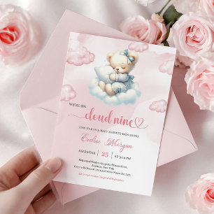 Precious Teddy Bear Baby Shower Invite Cloud Nine