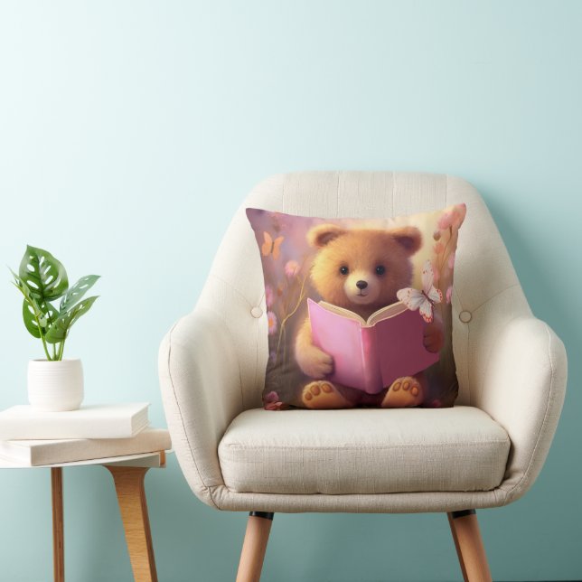 PRECIOUS TIMES TEDDY BEAR THROW PILLOW (Chair)