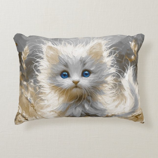 Precious White Kitten  Accent Pillow (Front)