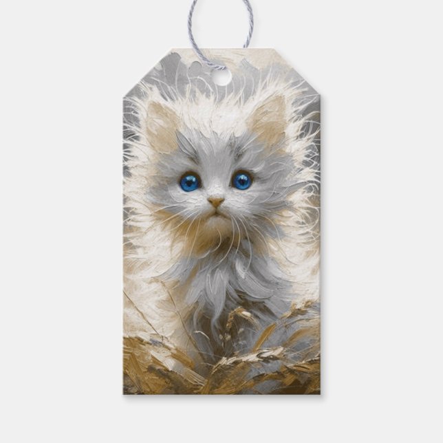 Precious White Kitten  Gift Tags (Front)