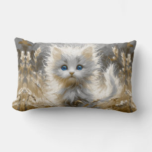 Precious White Kitten Lumbar Pillow